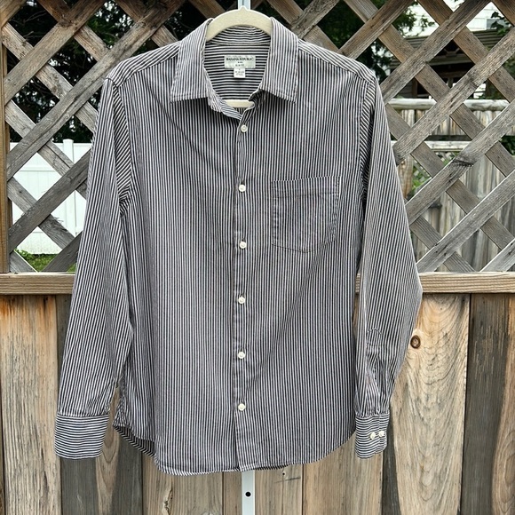 Banana Republic Factory Other - Banana Republic Brown Striped Slim Fit Shirt Size Small 14-14.5